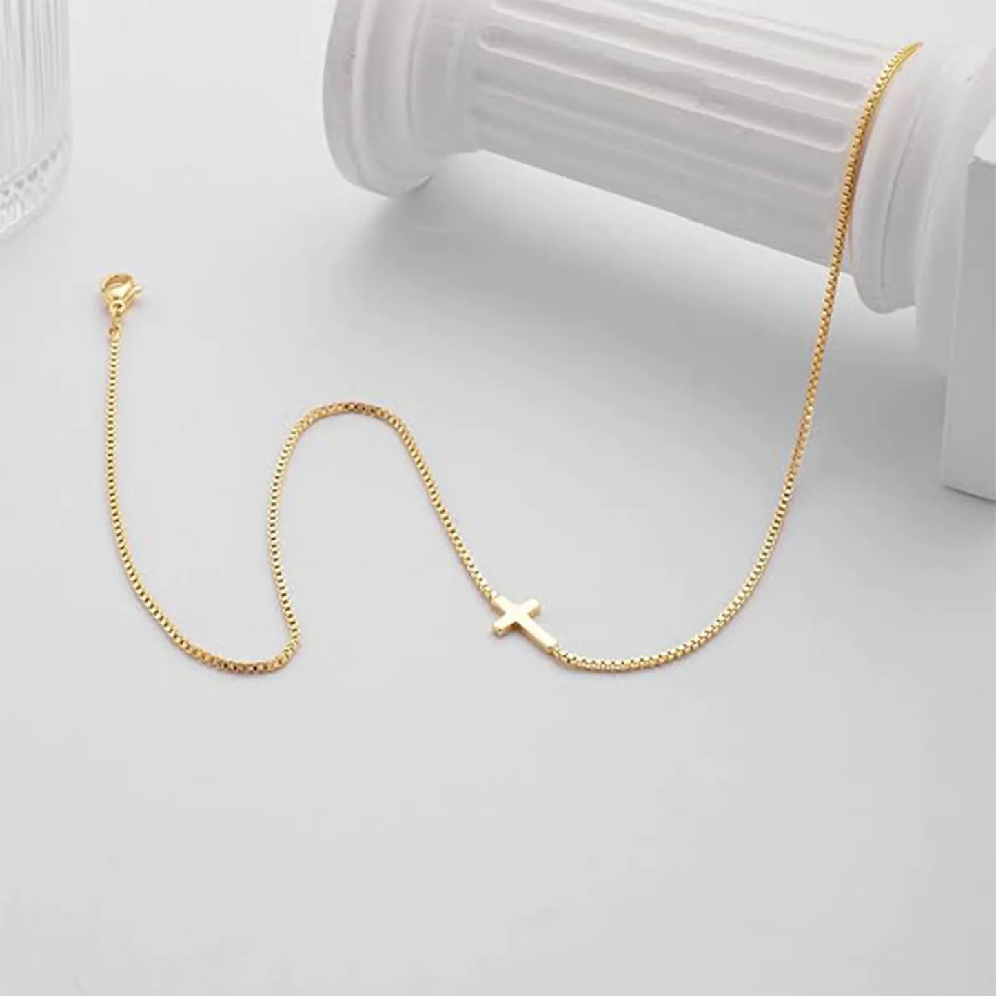 Lumina Grace Gold Cross Necklace – Dainty, Pure & Radiant