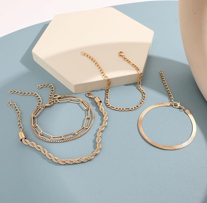 Lumina Grace Gold Bracelet Set – Dainty, Pure & Stackable