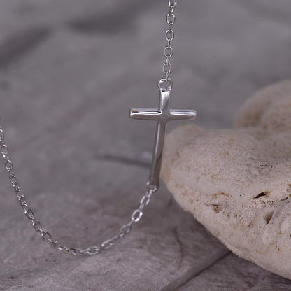 Lumina Grace Silver Cross Bracelet – Pure, Dainty & Timeless