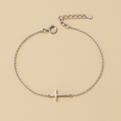 Lumina Grace Silver Cross Bracelet – Pure, Dainty & Timeless