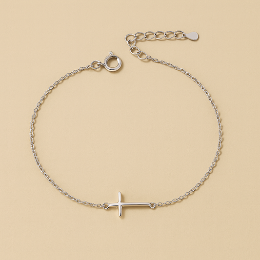 Lumina Grace Silver Cross Bracelet – Pure, Dainty & Timeless