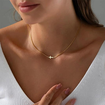 Lumina Grace Gold Cross Necklace – Dainty, Pure & Radiant