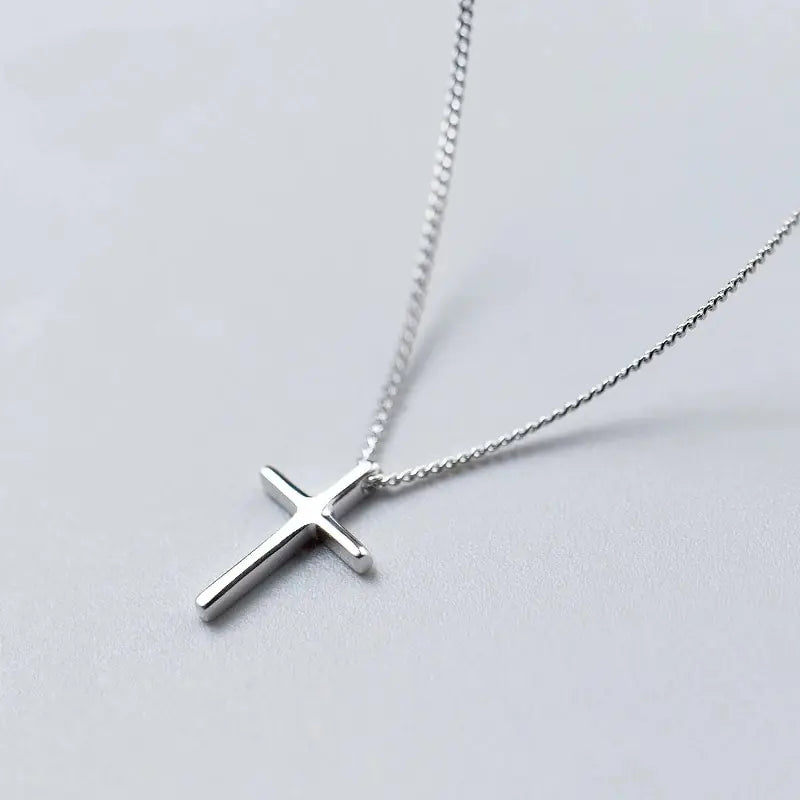 S925 Silver Cross Necklace with Unique Design
