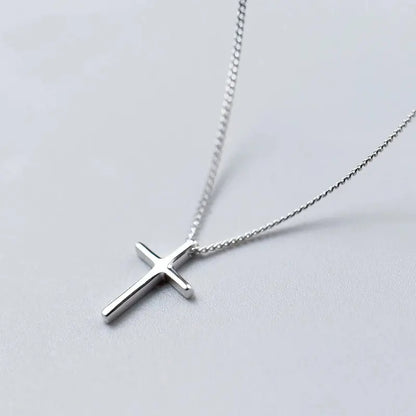 S925 Silver Cross Necklace with Unique Design