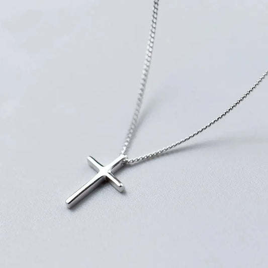 S925 Silver Cross Necklace with Unique Design