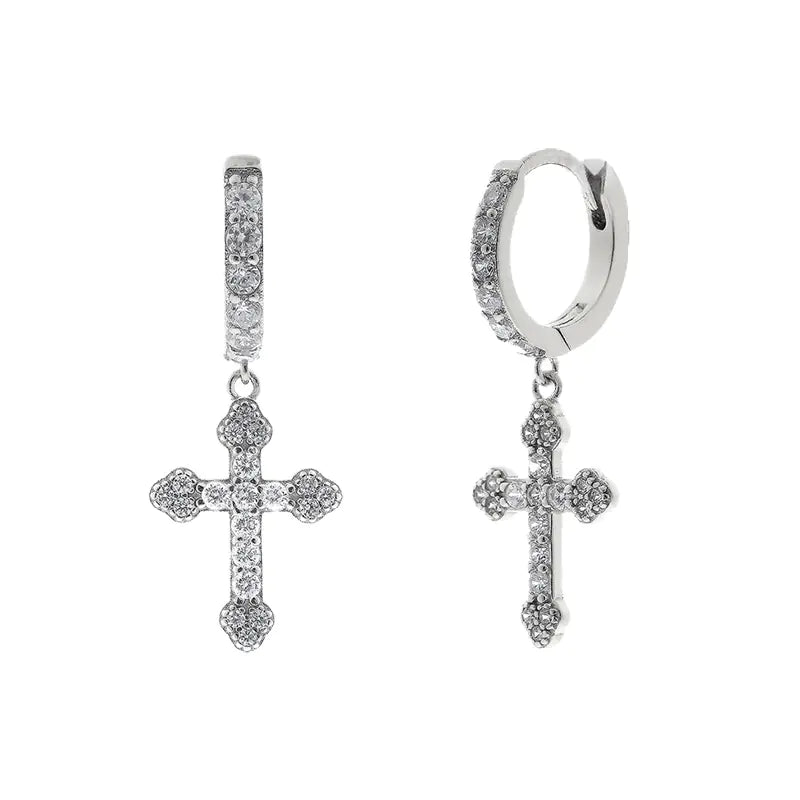 Lumina Grace Cross Hoop Earrings – Sparkling, Pure & Elegant
