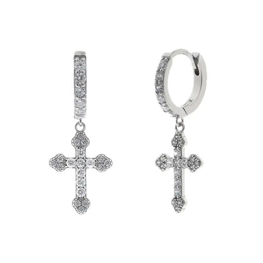 Lumina Grace Cross Hoop Earrings – Sparkling, Pure & Elegant