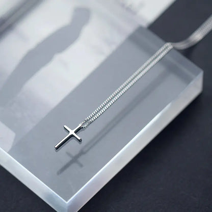 S925 Silver Cross Necklace with Unique Design