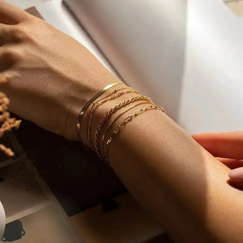 Lumina Grace Gold Bracelet Set – Dainty, Pure & Stackable
