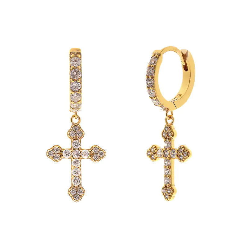 Lumina Grace Cross Hoop Earrings – Sparkling, Pure & Elegant