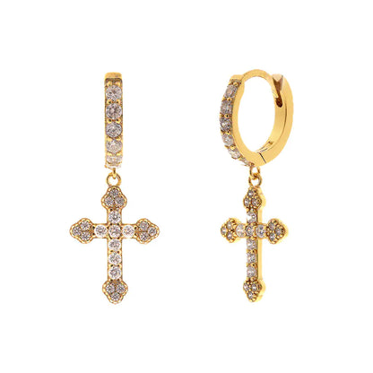 Lumina Grace Cross Hoop Earrings – Sparkling, Pure & Elegant